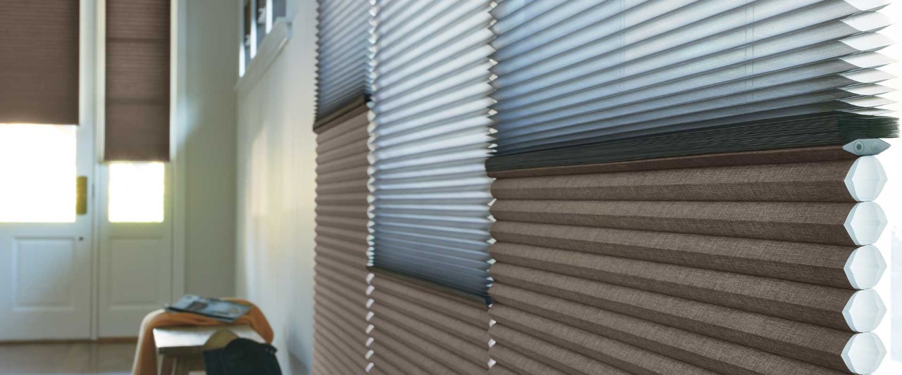 Mudroom hallways with close up of Duette Honeycomb Shades.